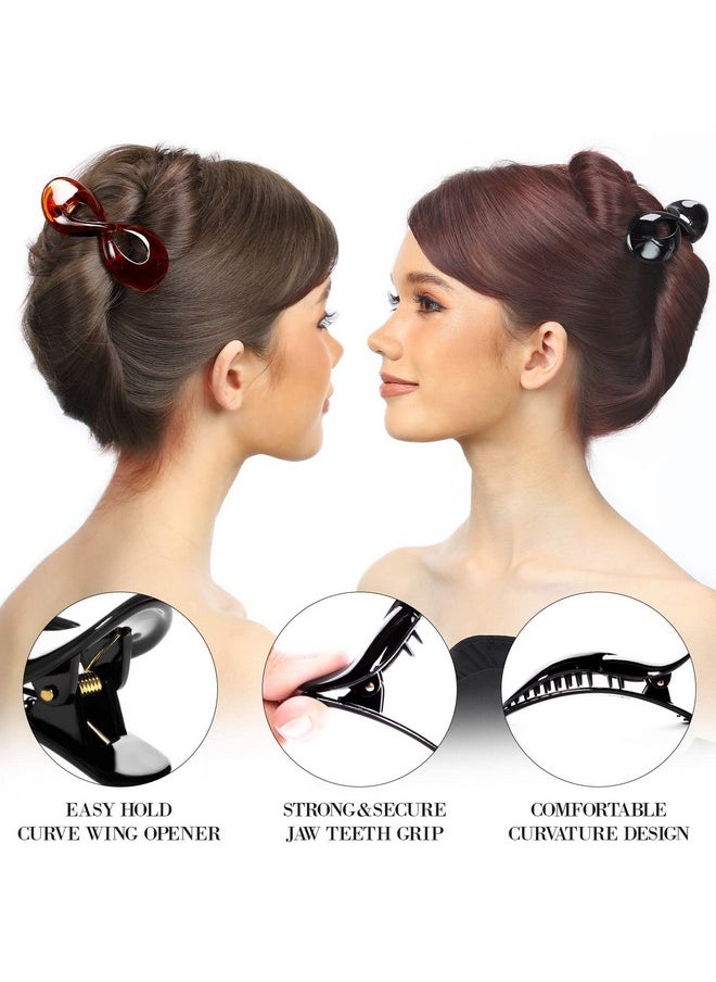 RC ROCHE ORNAMENT 6 Pcs Womens Infinity Side Slide In Jaw Claw Clamp Plastic Barrettes Accessories Girls Ladies Strong Hold No Slip Grip Clips Medium Black  - Image 2