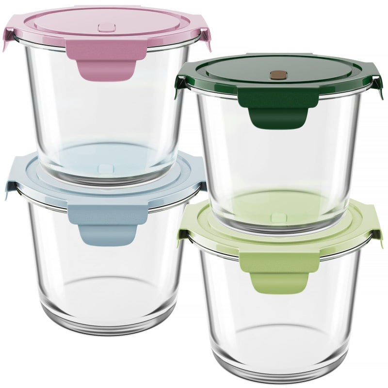 Freshmage 8 PCS Glass Meal Prep Containers with Lids, Airtight 3 Cup Glass Storage Containers Set, Heat-Resistant BPA-Free Glass Containers for Soup Leftover, Microwave, Dishwasher, and Freezer Safe (4 Packs) - Image 1