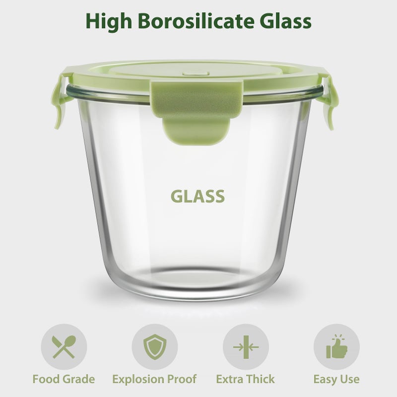 Freshmage 8 PCS Glass Meal Prep Containers with Lids, Airtight 3 Cup Glass Storage Containers Set, Heat-Resistant BPA-Free Glass Containers for Soup Leftover, Microwave, Dishwasher, and Freezer Safe (4 Packs) - Image 2