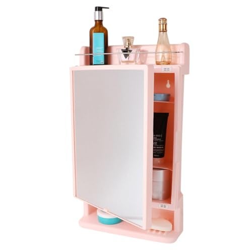 CIPLA PLAST Rich Look Bathroom Cabinet with Mirror | Storage Organiser | Strong Plastic Bathroom Shelves Wall Mounted | Bathroom Accessories| Mirror Cabinet- (Made in India) (Pink) - Image 3