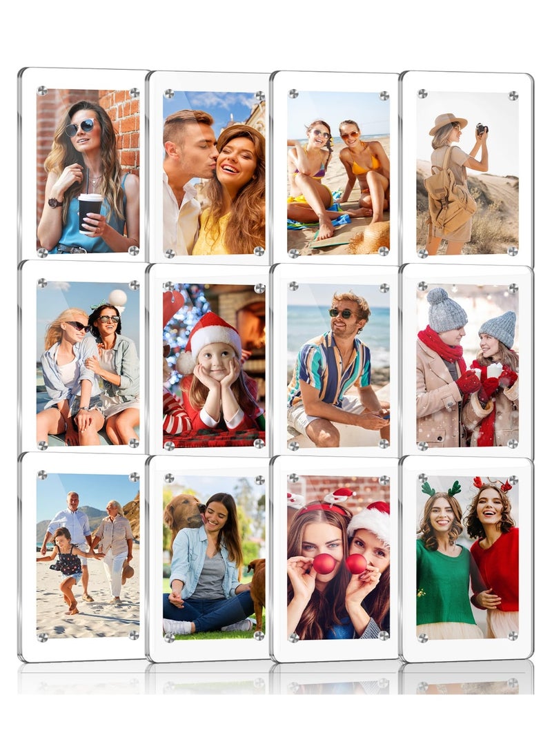 Acrylic Magnetic Photo Frame for Fridge, Double Sided Clear Frameless Instant Photo Display 6x9cm, 12 Pack - Image 1