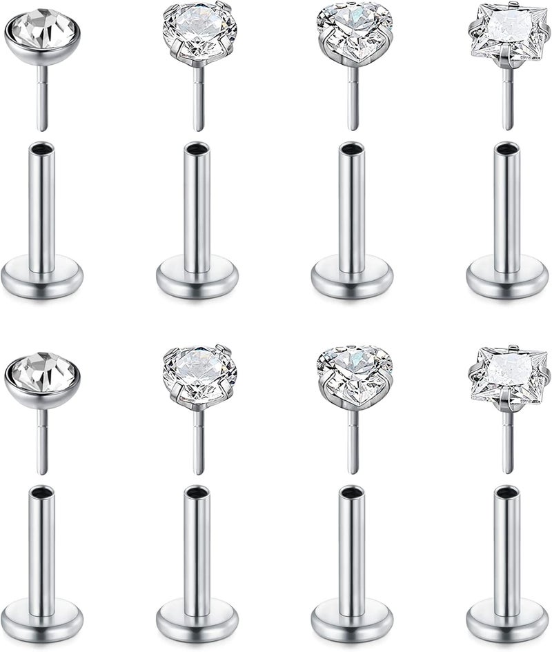 QWALIT 16G Clear Lip Rings Studs Plastic Medusa Labret Piercing Jewelry Push in Cartilage Earring Tragus Earrings Threadless Helix Piercing Jewelry Helix Earrings 6mm 8mm 10mm - Image 1