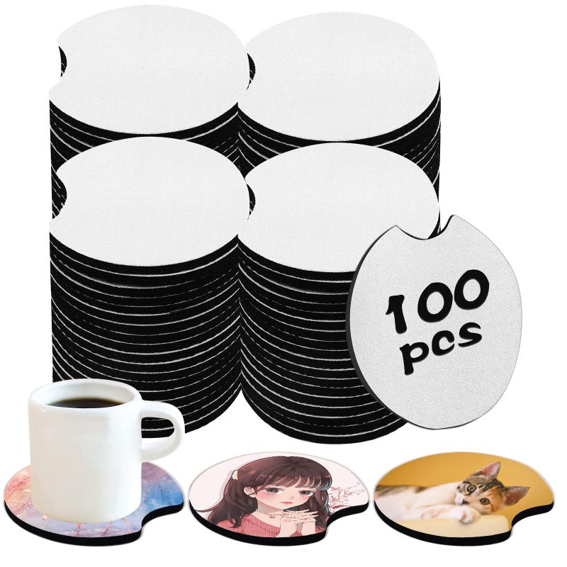 100 PCS Sublimation Blank Car Coasters 275 in Circular Opening Blank Sublimation Coasters for Thermal Sublimation DIY CraftsCar Coasters