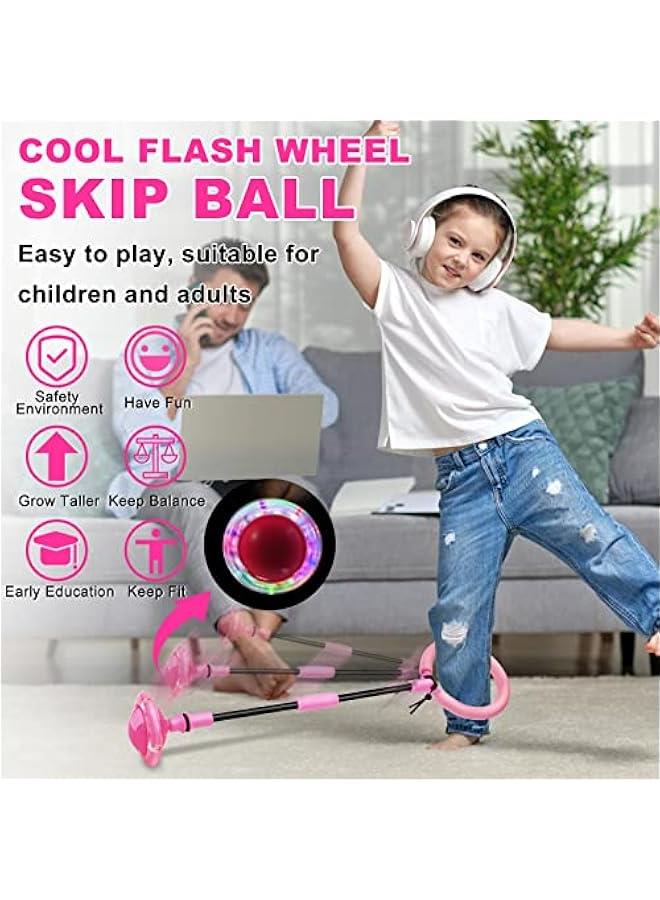 Generic Skip Ball, Portable Foldable Colorful Flash Wheel Swing Ball, Kids Toys for Girls & Boys for Skip It, Sports Fitness Toys for Kids & Adults. Gifts for Mom Women & Girls Toys Age 5-10 Years - Image 3