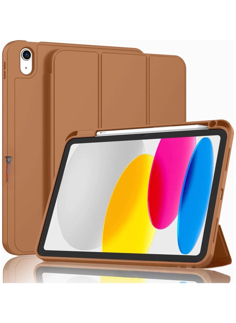 عام غطاء آيباد (A16)/غطاء آيباد الجيل العاشر [11 بوصة 2025/10.9 بوصة 2022] مع حامل قلم، غطاء ذكي مع ظهر من مادة TPU الناعمة [يدعم خاصية الاستيقاظ/النوم التلقائي].
