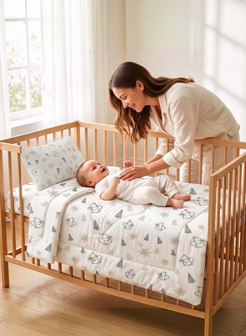 BAYBEE 110X90CM Baby Tencel Quilt Blanket for Baby with Pillow, Ultra Soft Breathable Baby Blanket for Boys Girls | Thin Baby Bed with Pillow | Infant Toddler Newborn Receiving Blankets for Crib Stroller | Baby Bedding Set for New Born Babies - C - Image 1