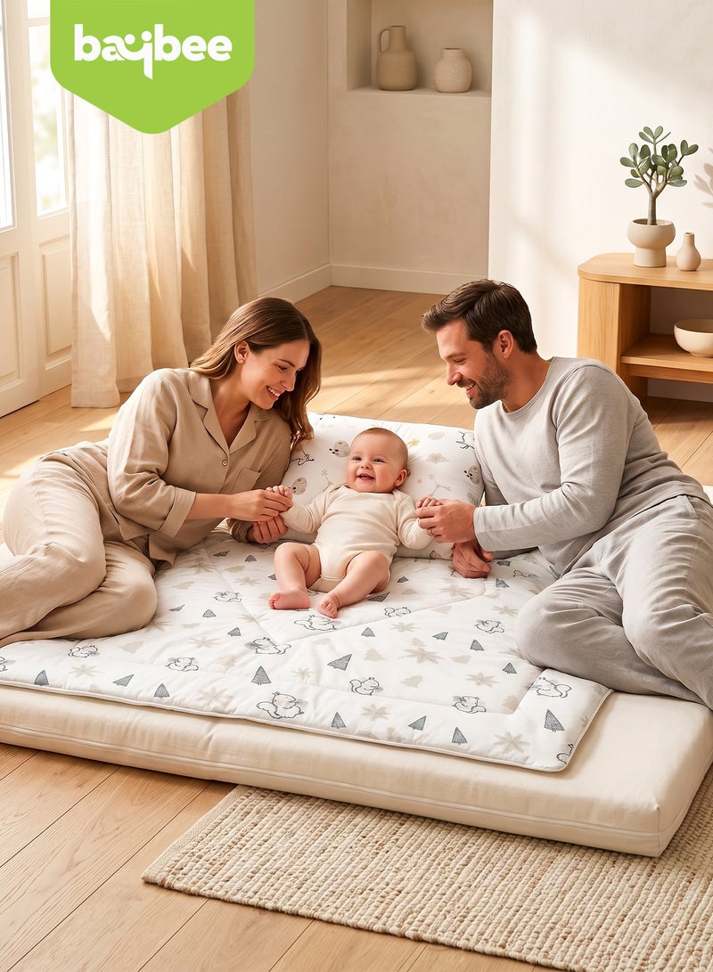 BAYBEE 110X90CM Baby Tencel Quilt Blanket for Baby with Pillow, Ultra Soft Breathable Baby Blanket for Boys Girls | Thin Baby Bed with Pillow | Infant Toddler Newborn Receiving Blankets for Crib Stroller | Baby Bedding Set for New Born Babies - C - Image 2