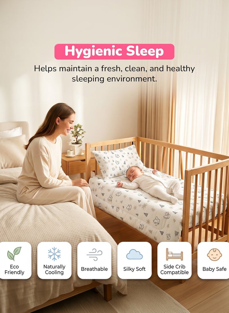 BAYBEE 110X90CM Baby Tencel Quilt Blanket for Baby with Pillow, Ultra Soft Breathable Baby Blanket for Boys Girls | Thin Baby Bed with Pillow | Infant Toddler Newborn Receiving Blankets for Crib Stroller | Baby Bedding Set for New Born Babies - C - Image 5