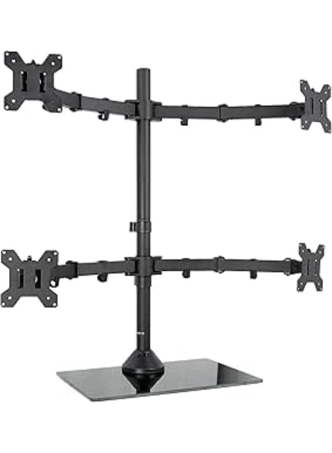 Adjustable Quad Monitor Desk Stand for 4 Screens up to 27 Inch Free Standing Monitor Mount with Stable Base for Office and Workstations - Image 1