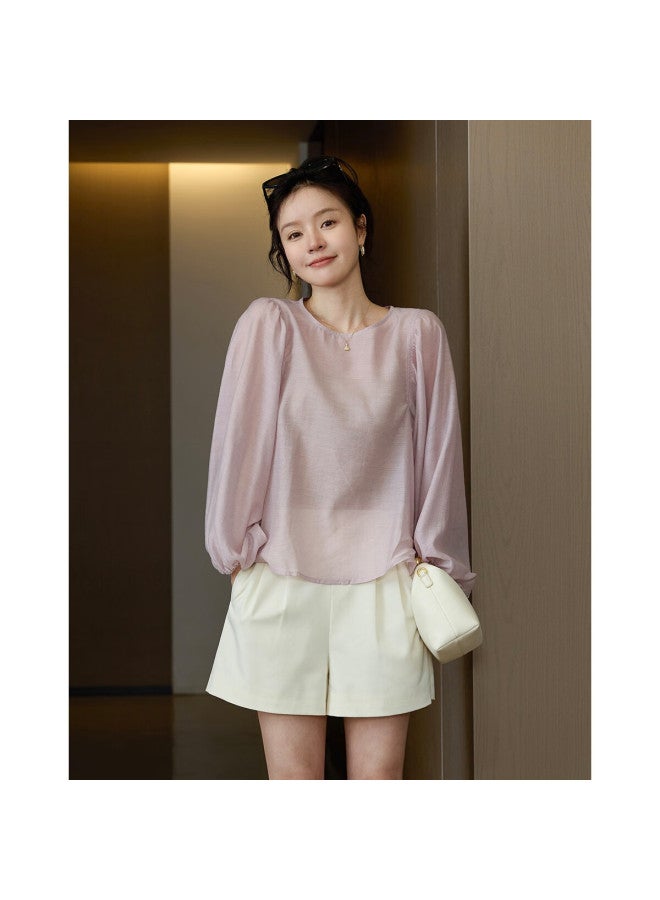 Mt Spring Korean Style Light And Thin Round Neck Batwing Sleeve Loose Fit Shirt, Good For Hiding Flesh, Easy To Match Women's Blouse - Image 1
