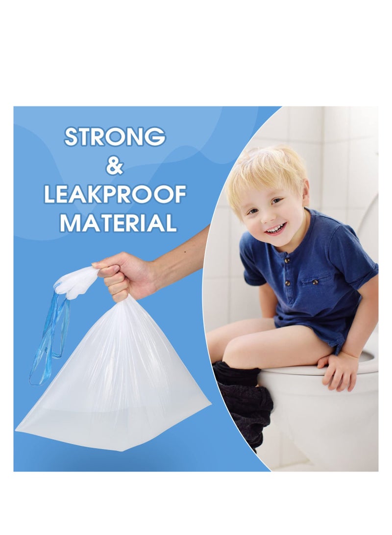 90Pcs Disposable Potty Chair Liners with Drawstring for Kids, Travel-Friendly Toilet Seat Cleaning Bags (Blue) - Image 4