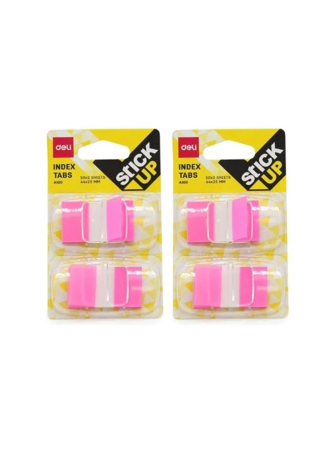 Deli 100-Sheets Film Index Tabs, 44 mm x 25 mm Size, Multicolour Pack of 2 - Image 1
