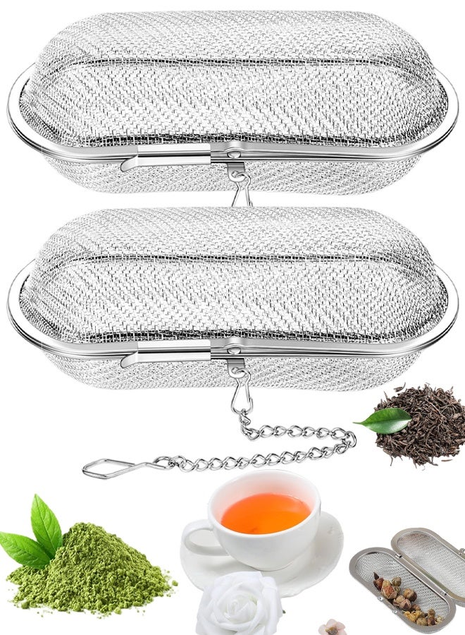 2 PCS Tea Ball Infusers, Loose Leaf Tea Strainers, Steeper Stainless Steel Mesh Floating Oval Filters, For Kitchen And Home - Image 1