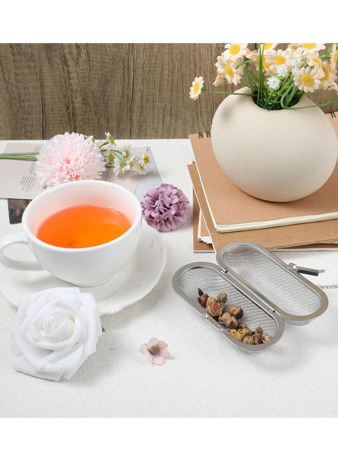 2 PCS Tea Ball Infusers, Loose Leaf Tea Strainers, Steeper Stainless Steel Mesh Floating Oval Filters, For Kitchen And Home - Image 5