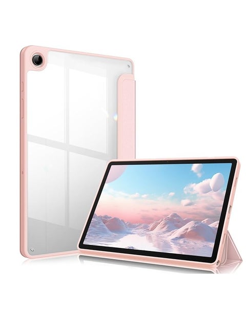 غطاء حماية لجهاز سامسونج جالاكسي تاب A9 مقاس 8.7 بوصة، غطاء هجين لجهاز الكمبيوتر اللوحي مع ظهر شفاف - زهري