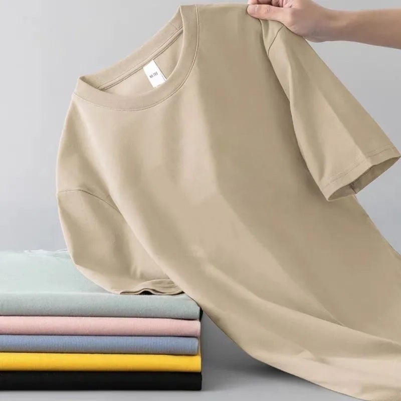 تي شيرتات صيفية للرجال كورية فضفاضة رمادية داكنة - Image 2