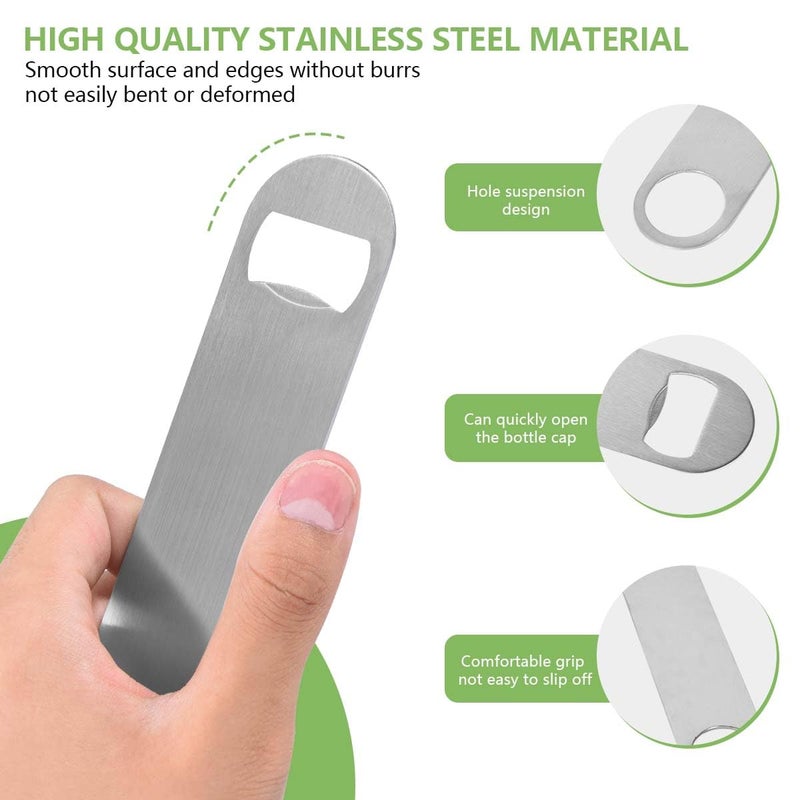 KISEER Heavy Duty Stainless Steel Flat Bottle Opener, 6 Pack Beer Bottle Opener for Kitchen, Bar or Restaurant - Image 3