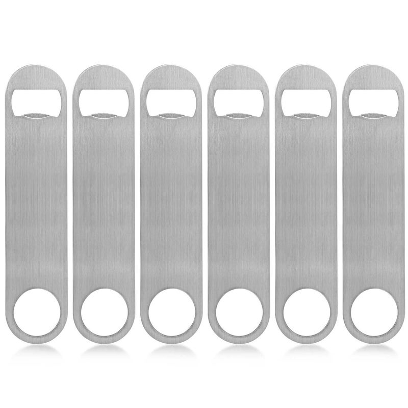 KISEER Heavy Duty Stainless Steel Flat Bottle Opener, 6 Pack Beer Bottle Opener for Kitchen, Bar or Restaurant - Image 1