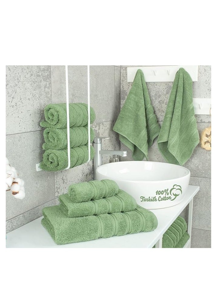 Safi Plus Towel Set 3 Piece Luxury Hotel Quality 600 GSM 100% Genuine Combed Cotton, Super Soft & Absorbent Family Bath Towels -  1 Bath Towel, 1 Hand Towel, 1 Washcloth - Sage Green - Image 4