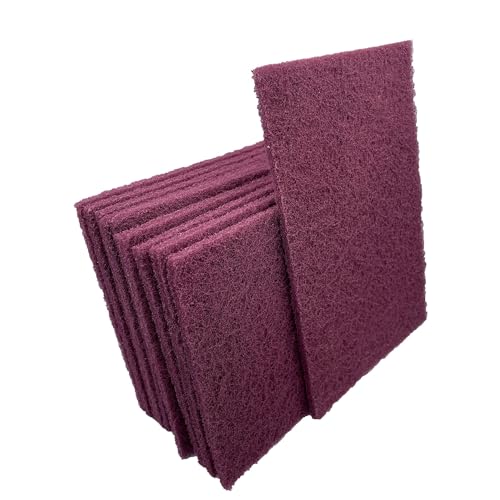 VSM 10-Pack: 6" x 9", Maroon - Very FIne, Non-Woven Hand Pad, Aluminum Oxide Grains, Rust and Oxidation Resistant, Multipurpose Abrasive Scrub Pad for Finishing and Cleaning - Image 1