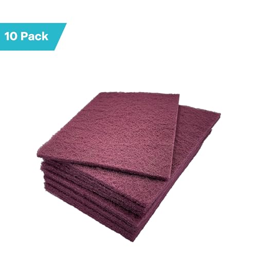 VSM 10-Pack: 6" x 9", Maroon - Very FIne, Non-Woven Hand Pad, Aluminum Oxide Grains, Rust and Oxidation Resistant, Multipurpose Abrasive Scrub Pad for Finishing and Cleaning - Image 2