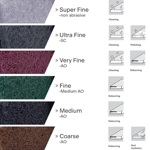 VSM 10-Pack: 6" x 9", Maroon - Very FIne, Non-Woven Hand Pad, Aluminum Oxide Grains, Rust and Oxidation Resistant, Multipurpose Abrasive Scrub Pad for Finishing and Cleaning - Image 4