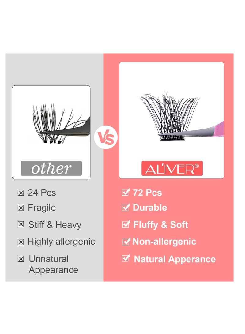 ALIVER 72 قطعة من مجموعات الرموش الصناعية، رموش صناعية ناعمة، مجموعات رموش صناعية، رموش صناعية فردية للنساء 03 - Image 4