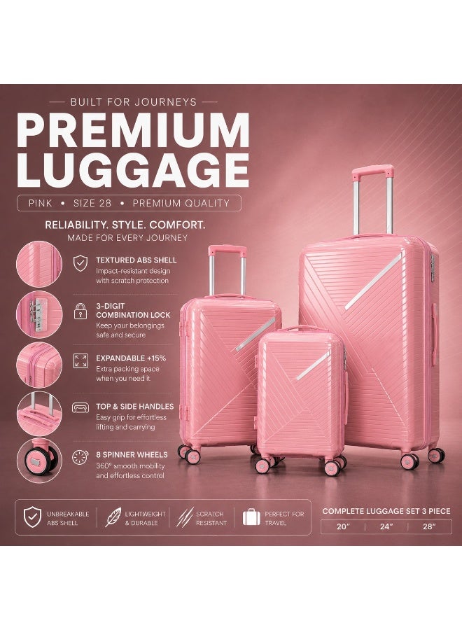 3 Piece Hard Shell Luggage Set for Travel, Durable Suitcases for Organized Packing, Holidays and Family Trips - Image 2
