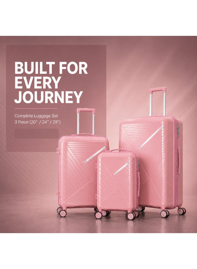 3 Piece Hard Shell Luggage Set for Travel, Durable Suitcases for Organized Packing, Holidays and Family Trips - Image 3