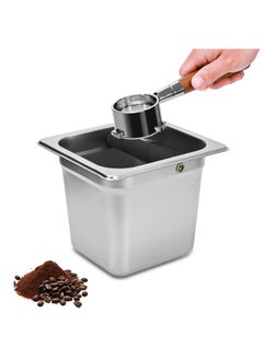 Techshare TECHSHARE Stainless Steel Knock Box, Square Espresso Knock Box, Large Capacity Coffee Knock Box, Easy to Clean Espresso Accessories for Home, Kitchen, Cafe, and More  - Image 1