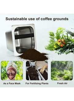 Techshare TECHSHARE Stainless Steel Knock Box, Square Espresso Knock Box, Large Capacity Coffee Knock Box, Easy to Clean Espresso Accessories for Home, Kitchen, Cafe, and More  - Image 5