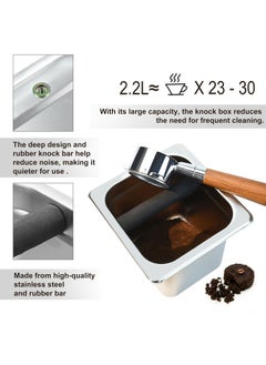 Techshare TECHSHARE Stainless Steel Knock Box, Square Espresso Knock Box, Large Capacity Coffee Knock Box, Easy to Clean Espresso Accessories for Home, Kitchen, Cafe, and More  - Image 3