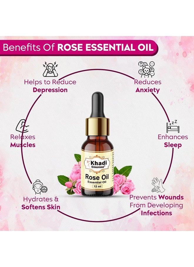 KHADI Omorose - Rose Essential Oil, For Skin And Aroma With Self Dispensing Dropper Plug -12Ml - Image 1