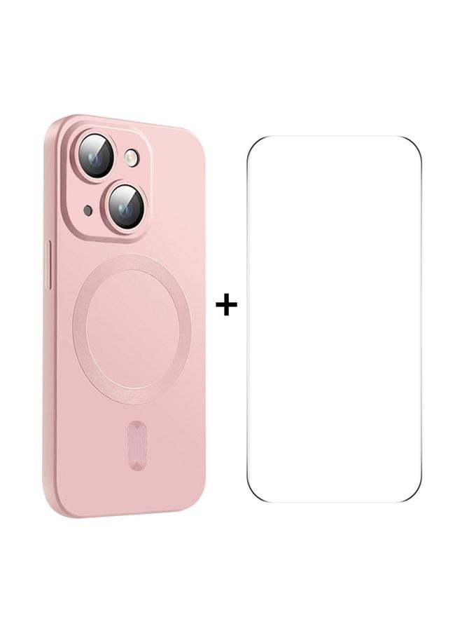 Case For iPhone 15 Plus MagSafe Matte TPU Phone Case with Lens Film & Screen Glass Film