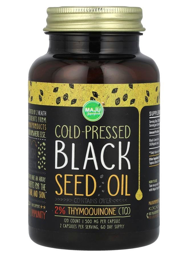 Maju Superfoods ColdPressed Black Seed Oil 1000 mg 120 Count (500 mg per Softgel) 