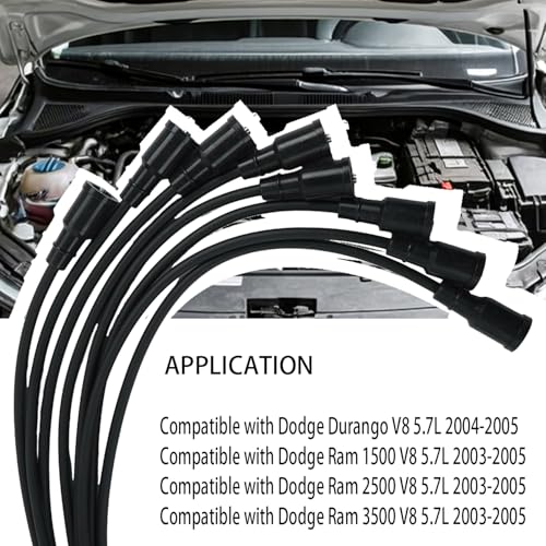 Holdia Ignition Spark Plug Wires Set of 8 6718127 560285789AB Compatible with Dodge Durango 04-05 Ram 1500 2500 3500 03-05 V8 5.7L 7mm - Image 3