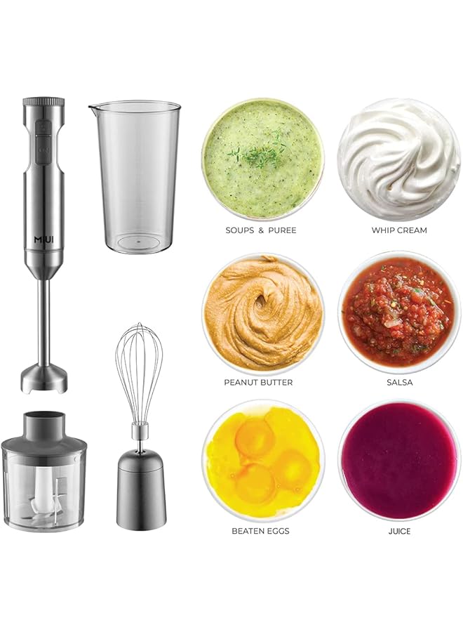 erorex Powerful 1000W 4 In 1 Hand Immersion Blender 9 Speed Immersion Multi Purpose Stainless Steel Stick Blender 700Ml Mixing Beaker 500Ml Food Processor Whisk - Image 2
