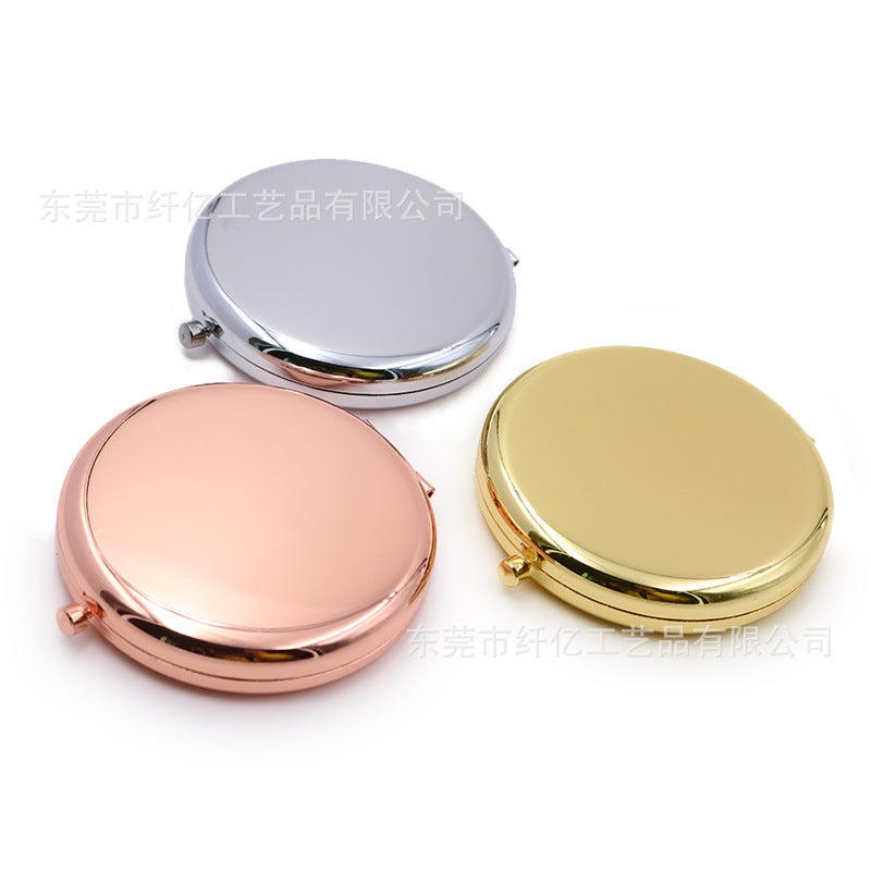 Rose Gold Metal Cosmetic Mirror Environmental Protection Electroplating Portable Folding Small Mirror Double-Sided Light Simple - Image 4