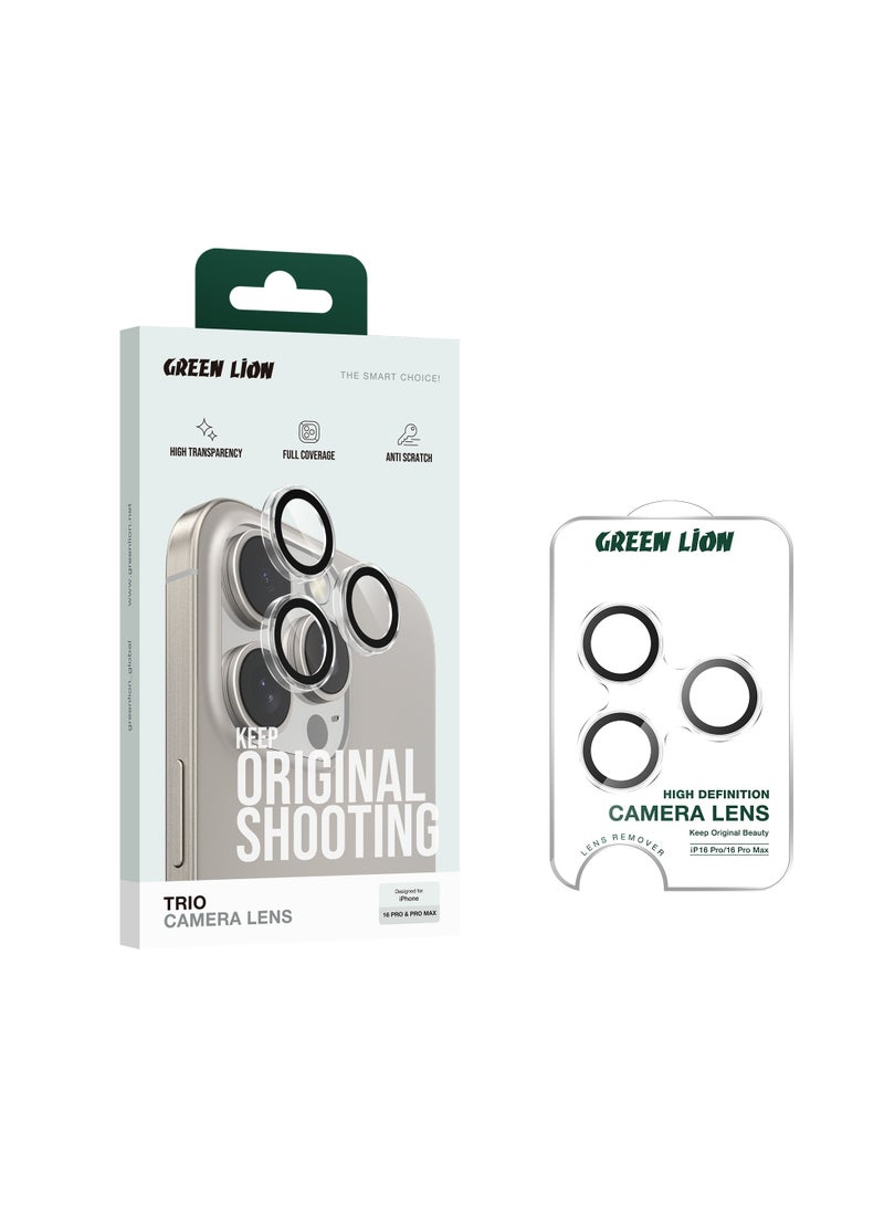 GREEN LION iPhone 16 Pro/16 Pro Max Trio Camera Lens / Anti Scratch / Shatter Protection / High Transparency / Full Converge / Anti-Glare Coating / Nano Absorption / Durable Glass - Clear - Image 2