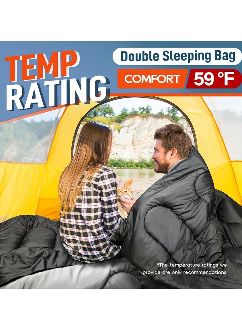 Jorunb 3.2kg 230*160cm Sleeping Bags for Adults, Double Sleeping Bag with 2 Pillows Waterproof Sleeping Bag for Kids 2 Person Cold Weather Sleeping Bags for Family Teens Camping Backpacking Hiking Outdoor - Image 2