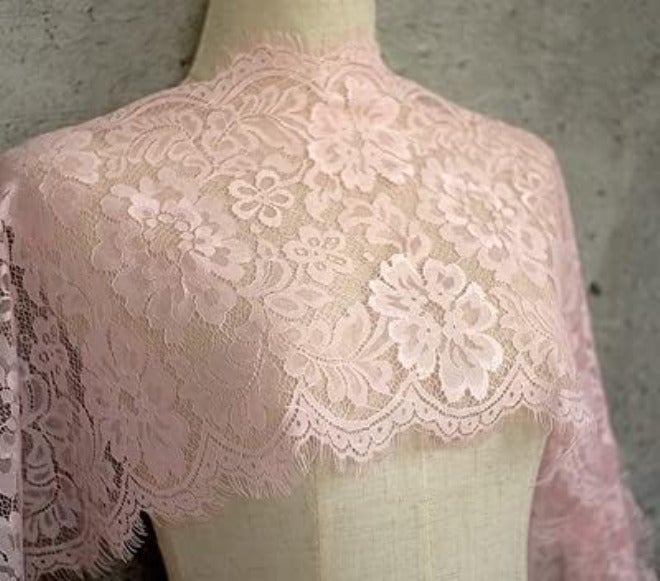 Eyelash Lace Mesh Trim, 3 meters Multicolor DIY Clothing Decoration(Pink) - Image 1