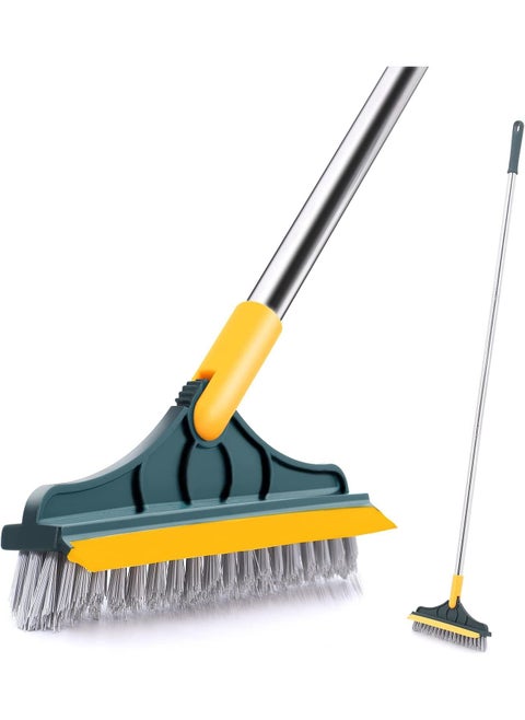 2 in 1 Floor Brush, Long Handled V-Shaped Floor Brush, Bathroom Shower Crevice Cleaning Brush, Magic Broom Brush 120° Rotation Detachable Bathroom Brush Head, Tile