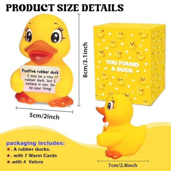 You found a duck Positive Emotional Support Rubber Duck  Uplifting Birthday Gift, Cute Motivational Desk Decor with Encouragement Cards for Friends, Coworkers,Graduation,Valentine's Day, (Yellow) - Image 3
