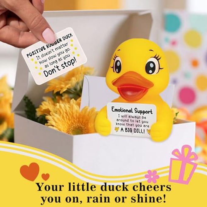 You found a duck Positive Emotional Support Rubber Duck  Uplifting Birthday Gift, Cute Motivational Desk Decor with Encouragement Cards for Friends, Coworkers,Graduation,Valentine's Day, (Yellow) - Image 5