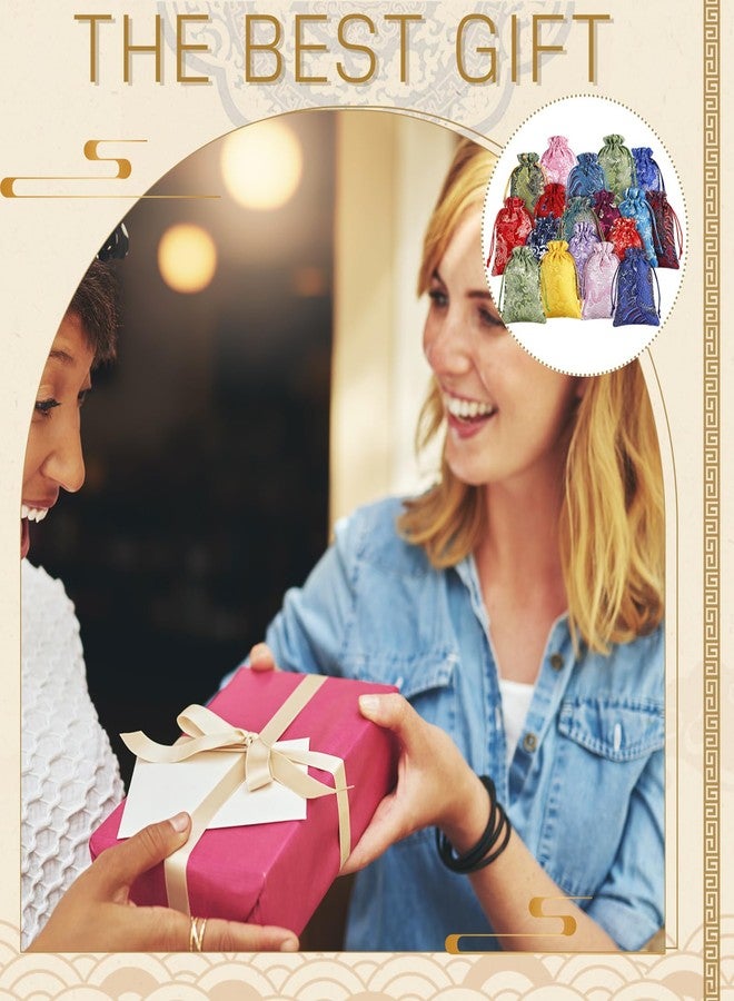 SilTriangle 60 Pcs Chinese Silk Jewelry Pouch Bag Drawstring Coin Purse Embroidered Small Purse Organizer Gift Pouch Colors Value Set - Image 5