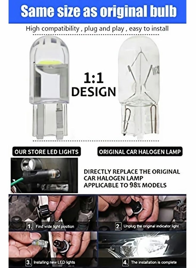 Loquat 194 LED Bulbs 6000K White, 6000K 68 2825 W5W T10 Wedge COB LED Replacement Bulbs, Super Brightness, for License Plate Lights, Car Position Lamps, Map Light, 30pcs - Image 3