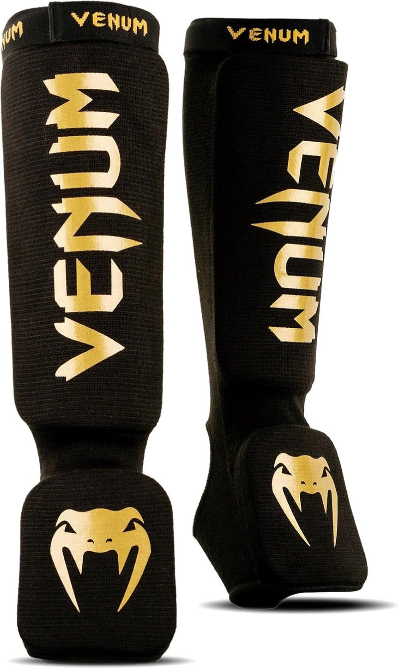 Venum Kontact Shin Guards for Men - Black/Gold - Image 1
