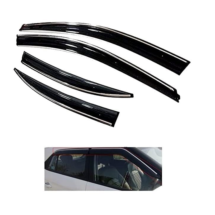 AUTOXYGEN Car Chrome Line Rain Wind Door Visor/Side Window Deflector/Rain Guard/Wind Guard Accessories Compatible For Tigor (Set of 4 Pcs) - Image 4