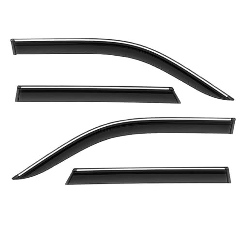 AUTOXYGEN Car Chrome Line Rain Wind Door Visor/Side Window Deflector/Rain Guard/Wind Guard Accessories Compatible For Tigor (Set of 4 Pcs) - Image 1