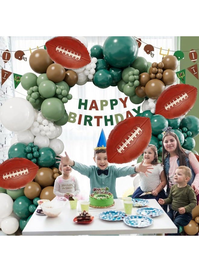 DBKL Football Balloon Garland Arch Kit, 141Pcs Sage Green Brown White Balloons with Football Foil Balloon for Touch Down Rugby Birthday Sport Theme Party Decorations - Image 4